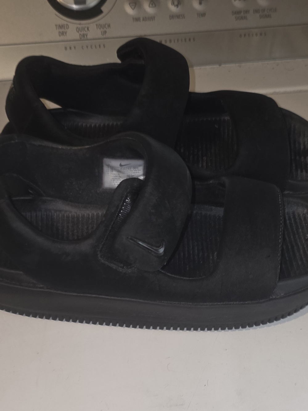 Nike Black Women's Two-Strap Suede Slide Sandals